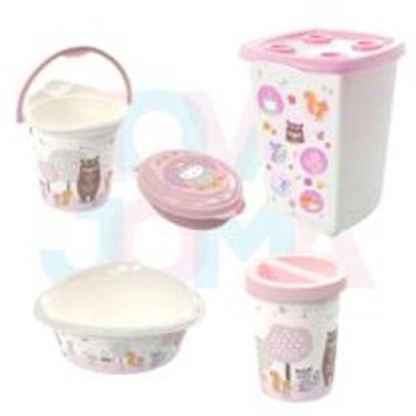 Imagem de Kit P/o Bebe Lixeira,saboneteira,cesto,balde,bacia Bichinhos Petit - p