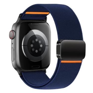 Imagem de Pulseiras masculinas de nylon para Apple Watch Ultra 2 de 49 mm, 46 mm, 45 mm, 44 mm e 42 mm, pulseira esportiva elástica de tecido elástico para Apple Watch séries 10 9 8 7 6 5 4 3 SE Ultra2/Ultra