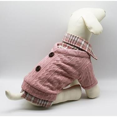Imagem de Petzzi Roupas para cães e gatos, suéteres com gola de camisa botões rosa azul - Noé (GG, rosa)