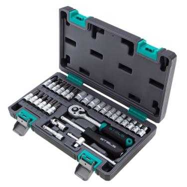 Imagem de Stels Jogo de Ferramentas 29 Peças 1/4", Aço Cromo Vanádio, Catraca 72 Dentes + Acessórios, Caixa Plástica - Ideal para Reparos Automotivos e Domésticos
