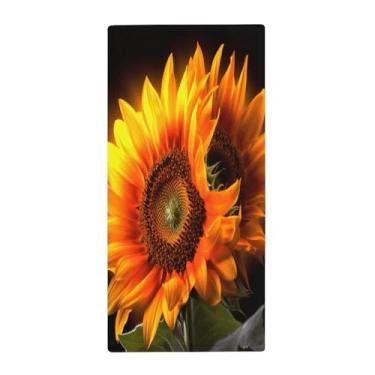 Imagem de RTSEBVN Toalha super macia toalha de secagem rápida absorve água laranja girassol papel de parede impressão toalhas de banho para corpo esporte yoga spa fitness