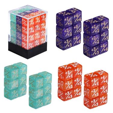 Imagem de SIXPOINTS 36Pcs 12mm MTG Counter Dice Plus 1 Life Counters +1/+1 Tokens 3 Color 6 Sided Dice Set with Case for Magic The Gathering, MTG, TCG, Card Games Accessories (MTG 12mm +/- Dice Counters#B)