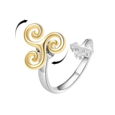 Imagem de OIDIMS Anel giratório em espiral para mulheres, ajustável, para alívio da ansiedade, anel aberto no meio do polegar, ajuste confortável, moderno, giratório, tédio, TDAH, autismo, joia exclusiva para