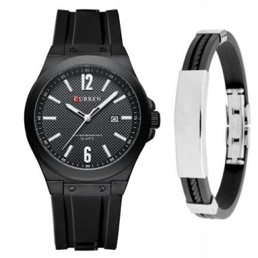 Imagem de Relógio Curren Masculino Social Luxo + Pulseira De Silicone