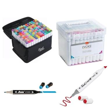 Imagem de Touch Marcadores Artísticos, 120 Cores, Ponta Dupla, com Estojo Organizador (Versão Pretas ou Brancas)
