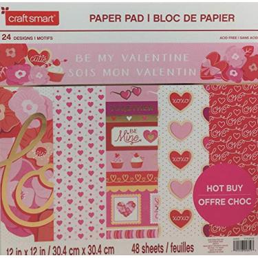 Imagem de Be My Valentine by Craft Smart Bloco de papel cartolina de 30,5 x 30,5 cm, 48 folhas de lado único, sem ácido
