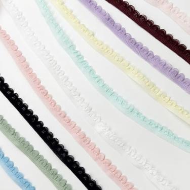 Imagem de 20 jardas 10 cores de nylon com acabamento elástico de renda com babados, acabamento de borda de lingerie, fita de renda com borda estreita de 1/2 polegada de largura para roupas, fronha, decoração de