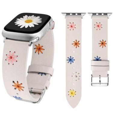 Imagem de Watch Band Wearlizer Daisy Soft Leather para mulheres Apple