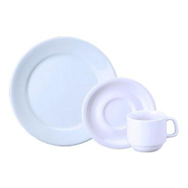 Imagem de Jogo 6 Pratos Sobremesa 6 Xícaras Chá Cilíndrica Schmidt - Porcelanas 