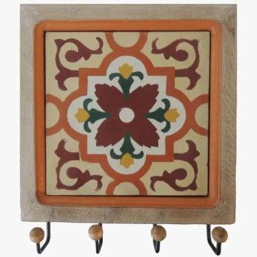 Imagem de Cabideiro De Parede Porta Chaves Organizador Rustico Em Madeira E Ferr