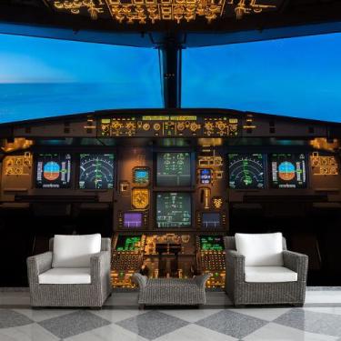 Imagem de Papel de Parede Avião Cabine Piloto Sala Adesivo - 376pcm - Allodi