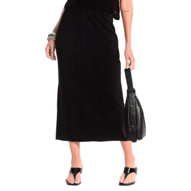 Imagem de Saia Midi Feminina Rovitex em Moletinho Preto, Preto, P
