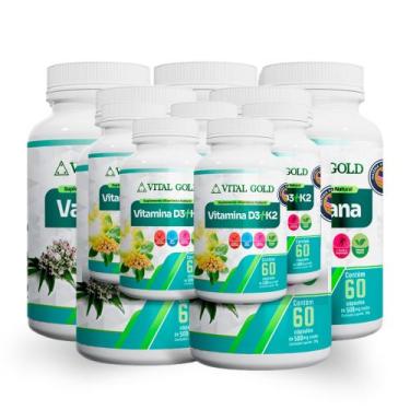 Imagem de VITAMINA D3 + K2 - 500mg (60 Cápsulas) VITAL GOLD, 05 Unidade