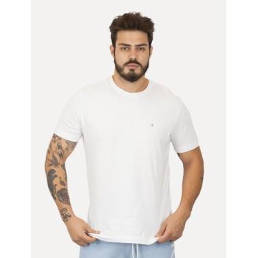 Imagem de Camiseta Calvin Klein Masculina Meia Malha Basica CK Branca, XL/GG