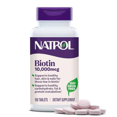 Imagem de Os comprimidos de beleza de biotina natol, promove cabelos, pele e pregos saudáveis, ajudam a apoiar o metabolismo energético, ajuda a converter alimentos em energia, força máxima, 10.000 mcg, 100 contagem (pacote de 1)