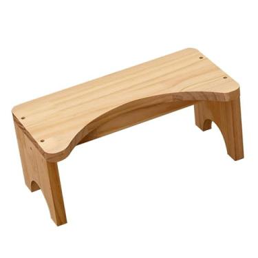 Imagem de KiBcsLic Banco de banheiro, apoio para os pés portátil, apoio para os pés, assento sanitário resistente para idosos, crianças e adultos, Madeira