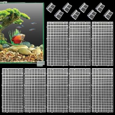 Imagem de Hamiledyi Divisor de aquário de plástico com clipes, painel de grade, tampa de aquário, capô, divisor de tanque de peixes, separador de painel de isolamento inferior para reprodução mista (8 peças