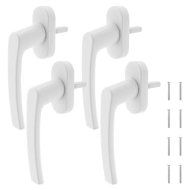 Imagem de Puxador de janela com trava de 4 peças, puxador de bloqueio de janela de fácil instalação, alça de janela ajustável, com parafusos brancos para canhoto/direito para segurança doméstica