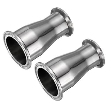 Imagem de PATIKIL Encaixe redutor de encaixe sanitário, 2 peças de aço inoxidável 304 tubo de 5.1 cm OD x 1-1/5.1 cm tubo OD 5.1 cm Tri Sanitary Clam 64 mm x 3.8 cm Flange de virola tripla 50,5 mm, prata