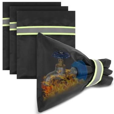 Imagem de LCZNXJJY Coberturas de torneira ao ar livre Capas de babador de mangueira de jardim Capas de torneira à prova d'água Capa anticongelante com isolamento de inverno com tiras refletoras reutilizáveis