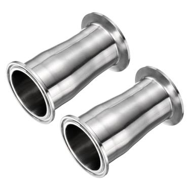 Imagem de PATIKIL Encaixe redutor de encaixe sanitário, 2 peças de aço inoxidável 304 tubo de 5.1 cm OD x 1-3/10.2 cm tubo OD 5.1 cm Tri Sanitary Clam 64 mm Ferrule Flange, prata