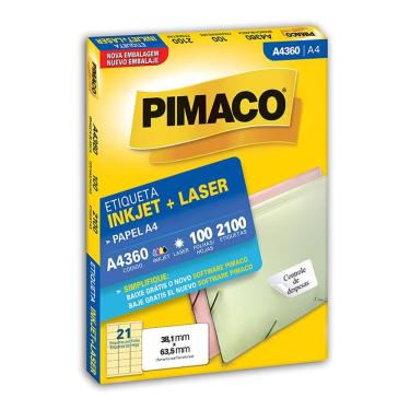 Imagem de Etiqueta inkjet/laser A4360 com 100 folhas Pimaco