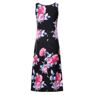 Imagem de Vestido feminino de verão com decote em O casual sem mangas, mini, lis