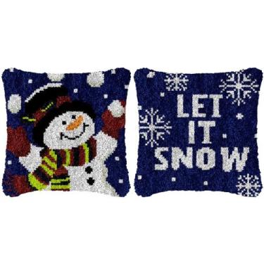 Imagem de Travesseiro Latch Hook Kits Winter Snowman Let It Snow 43x43cm - Marca