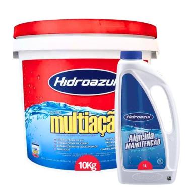 Imagem de kit Cloro multiação 10kg + Algicida de manutenção Hidroazul 1litro