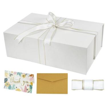 Imagem de Caja de Regalo YINUOYOUJIA Grande Blanca 35x23x11 cm con Tapa Magnétic
