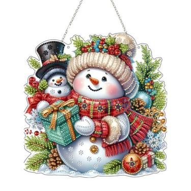 Imagem de Kit de suspensão de arte em diamante JJFox Christmas Snowman 5D Painti