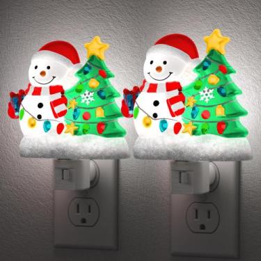 Imagem de Árvore de Natal Night Light Briignite Snowman 5000 K, pacote com 2