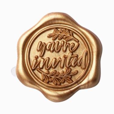 Imagem de Adesivos Yoption Wax Seal, pacote com 50, dourados, 3 cm, impermeáveis