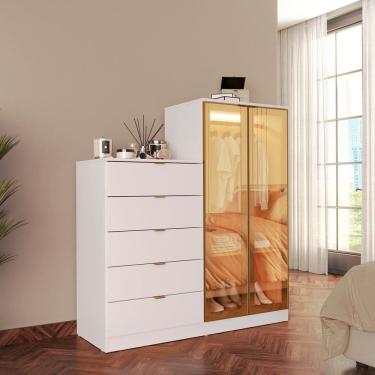 Imagem de Cômoda 5 Gavetas e Duas Portas Reflecta Bella Branco