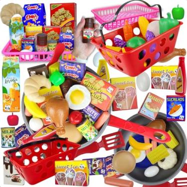 Imagem de Kit De Comidinhas Infantil Educativo 44 Peças Com Cestinha Frigideira E Acessórios – Brinquedo Sensorial Que Estimula Coordenação Motora, Criatividade E Imaginação Das Crianças
