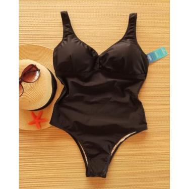 Imagem de Maiô Plus Size Hidroginástica Sustentação Alças Largas Bojo Removível 