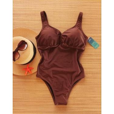 Imagem de Maiô Plus Size Hidroginástica Sustentação Alças Largas Bojo Removível 