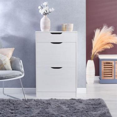 Imagem de Sapateira Basculante Madeira 3 Gavetas Basil - IDIMEX, Branco