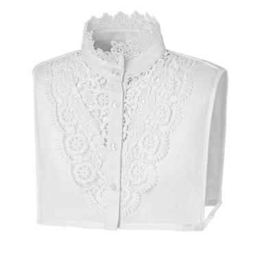 Imagem de Gola de blusa com design encantador de babados de renda para mulheres 