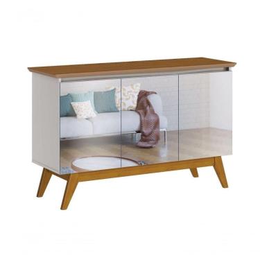 Imagem de Buffet Classic 3 Portas Off White Com Freijó E Espelho - Imcal Móveis