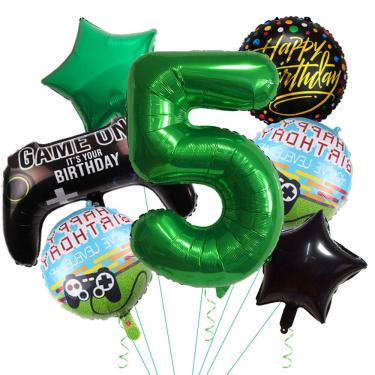 Imagem de Conjunto de balões com tema de jogo, 7 peças para crianças, festa de 5 anos