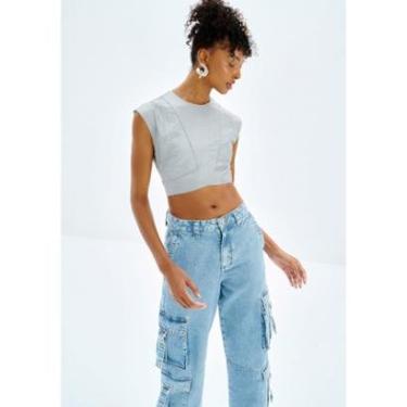 Imagem de Blusa Cropped em Nylon com Brilho-Feminino