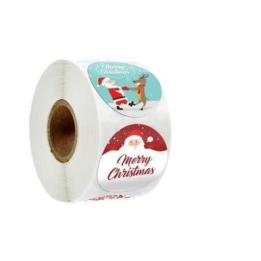 Imagem de 500 adesivos de Natal de 3,8 cm Feliz Natal fofo adesivo impermeável para embalagem de presente de Natal, cartões, envelopes, sacolas de brindes, caixa de lembrancinhas de presente, decorações de