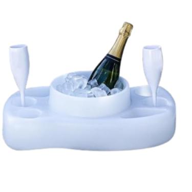 Imagem de Cooler Flutuante com Porta-Copos Pool Party Bar Térmico para Piscina e Praia, Parede Dupla Isolada e Proteção UV