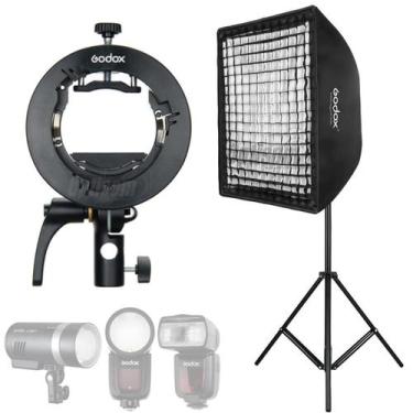 Imagem de Softbox Grid 60x60 Godox Com Tripé 2m Para Flash Speedlite V1 Ad200 Ml