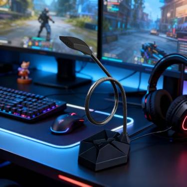 Imagem de Microfone para computador com conector de 3,5 mm, microfone condensador omnidirecional Plug & Play, ideal para gravação, jogos, streaming, microfone de podcast, preto