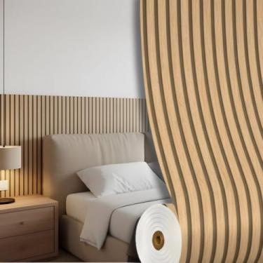 Imagem de Kit 3 Revestimento Ripado Marrom 3D Autoadesivo Madeira 300x60cm Placa Grande Impermeável Flexível Parede Decorativa