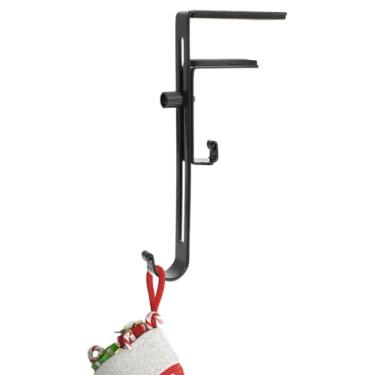 Imagem de Porta-meias de Natal, Porta-meias para manto | Cabide de guirlanda de metal 2 em 1 | Ganchos ajustáveis ​​de guirlanda de meia de natal, sem guirlanda de broca e suportes de meia para lareira, mesa de