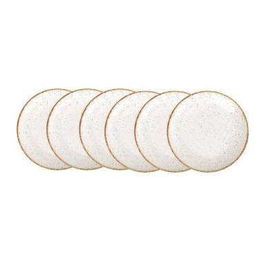 Imagem de Kit Prato Raso Tramontina Rústico Marrom Em Porcelana Decorada 28 Cm 6