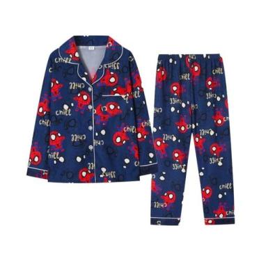 Imagem de Conjunto De Pijama Do Homem-Aranha Para Meninos, Manga Longa, Calças, 